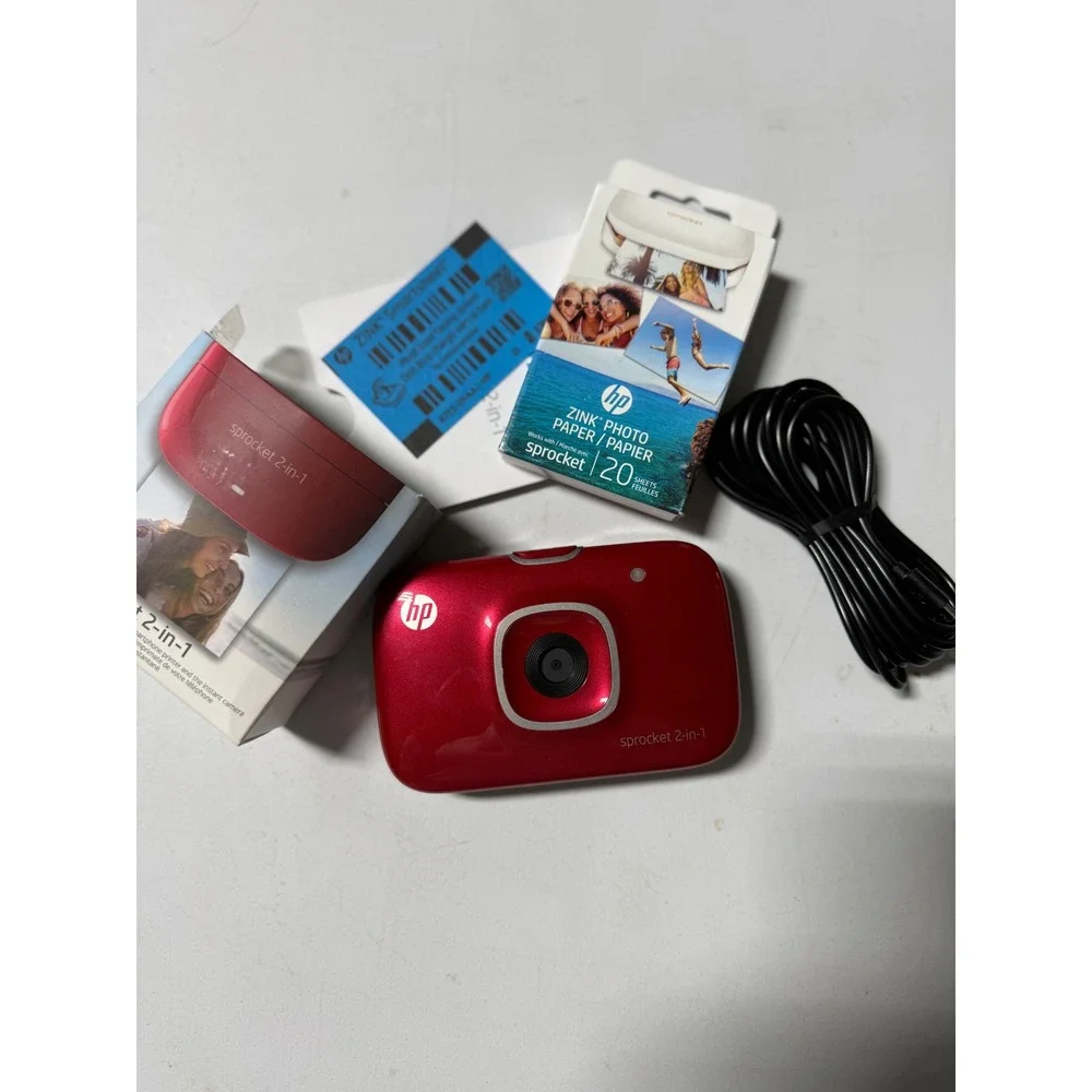 HP Sprocket 2-in-1 Portable Instant Camera and Photo Printer Red 2x3 ZINK